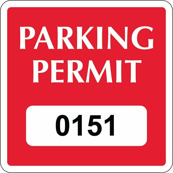 Lustre-Cal Repositionable Parking Permit Dark Red 2in x 2in  Square Serialized 151-200, 50PK 253749Py1RdSq0151